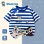 Áo Thun NASA X Ốc Thỏ Phi Hành Gia 2026 - Sọc Ngang Cam Xanh Dễ Thương - Cotton Cho Bé Trai Bé Gái