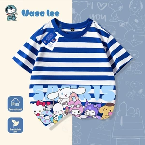 Áo Thun NASA x Sanrio 2026 - Áo Ngắn Tay Cotton Trẻ Em - Họa Tiết Dễ Thương Nam Nữ
