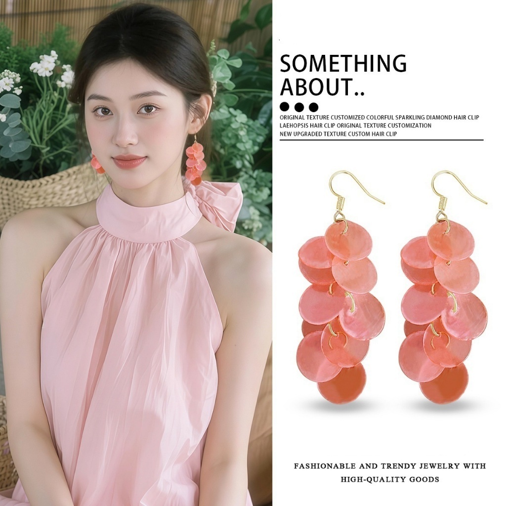 Bông Tai Hoa Hồng Mùa Hè Nữ Phong Cách Mới Cao Cấp Ánh Sáng Sang Trọng Bên Biển Kỳ Nghỉ Phong Cách Bông Tai