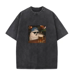 Ngộ nghĩnh Pomeranian Uống Bia Chó Áo Chó Meme Rửa Vintage Đồ Họa Tee Chó Người Yêu Quà Tặng Ngày Của Cha Người Quần Áo Dạo Phố