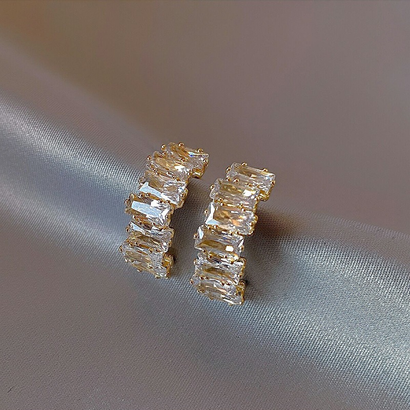 Bông tai 925 bạc chống dị ứng zircon Pháp sao sáng thanh lịch