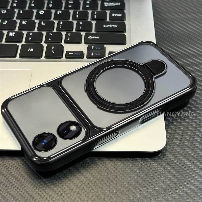 Ốp Lưng Cho OPPO A58 A78 Ốp Điện Thoại Trong Suốt Mạ Điện Cửa Sổ Lớn Mới Với Thiết Kế Giá Đỡ Điện Thoại Rỗng Kim Loại Thẩm Mỹ