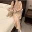 Mới – Đầm ngủ nữ cotton 100% – Áo ngủ dài tay in họa tiết phong cách Trung Quốc, phong cảnh Monet, hoa nhí – Mặc nhà thoáng mát – Có thể mặc khi ra ngoài – Thiết kế cardigan cài khuy