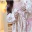 Mới – Đầm ngủ nữ cotton 100% – Áo ngủ dài tay in họa tiết phong cách Trung Quốc, phong cảnh Monet, hoa nhí – Mặc nhà thoáng mát – Có thể mặc khi ra ngoài – Thiết kế cardigan cài khuy