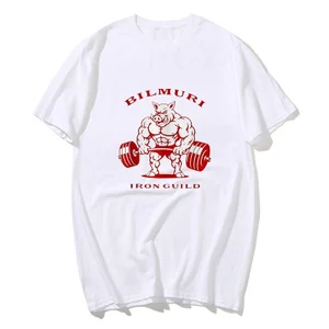 Lợn bilmurI Sắt Guild Tập Gym Áo Mùa Hè Cotton Áo Thun Cho Nam Thiết Kế Áo Thun Nữ Tay Ngắn Tuyệt Vời Tee