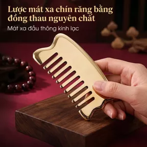 Dụng Cụ Massage Da Đầu Bằng Đồng Thau, Lược Kích Thích Mọc Tóc, Giảm Rụng Tóc, Massage Điều Huyệt Thư Giãn Toàn Thân