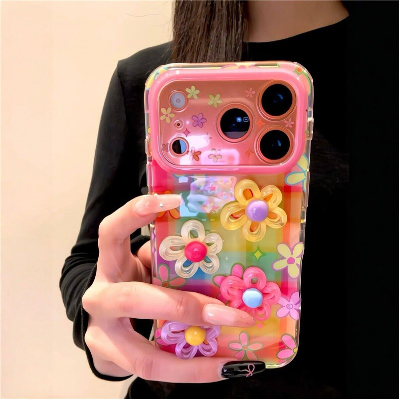 IPhone 17 Pro max Màu hoa ca rô họa tiết TPU materia IMD xử lý Vỏ điện thoại