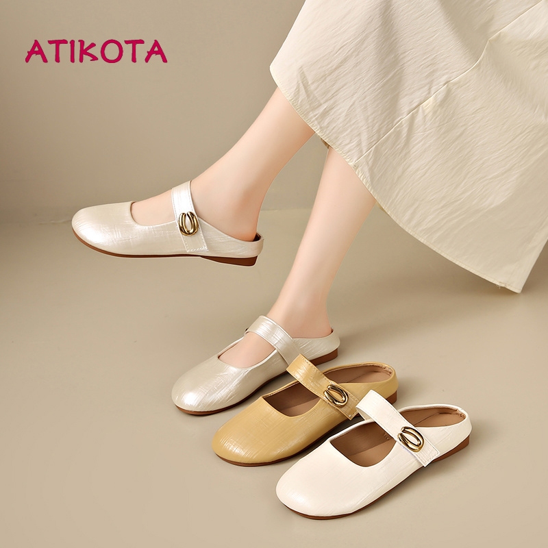 Atikota Nữ Sandal Thời Trang Khóa Trang Trí Đế Mềm Nhẹ Thoáng Khí Thường Ngày Đi Bộ Dép