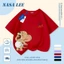 Áo thun Cotton nguyên chất màu xanh hải quân cho trẻ em NASA Áo thun Cotton thoáng khí hoạt hình Chuột dễ thương In hợp thời trang 3-16 tuổi Bé trai bé gái tay ngắn thông thường