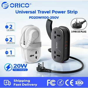 ORICO Universal Travel Power Strip PD20W Sạc nhanh 2AC Ổ cắm đa năng + 2USB-A + 1Type-C Dây nối dài có thể quấn di động Bộ chuyển đổi du lịch nhiều phích cắm