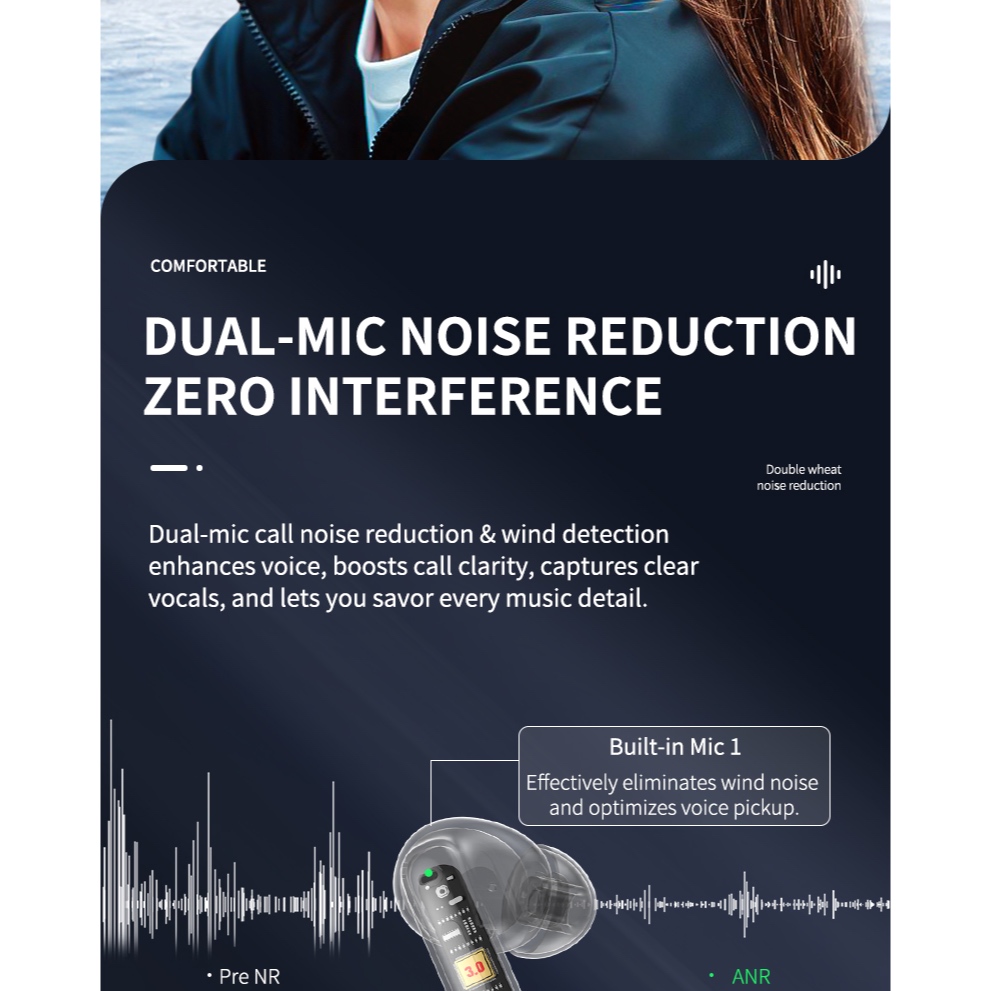 YX03Tai nghe Bluetooth không dây thế hệ mới YX03, tuổi thọ pin dài, Tai nghe không dây Tai nghe nhét tai Bluetooth
