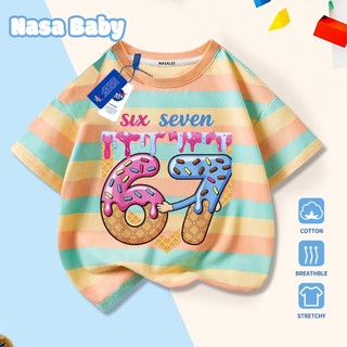 [Hàng có sẵn Giao ngay] Áo thun in số 67 NASA cho trẻ em, cotton thoáng khí, tay ngắn