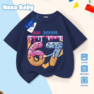 [Hàng có sẵn Giao ngay] Áo thun in số 67 NASA cho trẻ em, cotton thoáng khí, tay ngắn