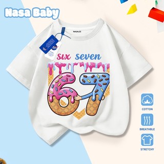 [Hàng có sẵn Giao ngay] Áo thun in số 67 NASA cho trẻ em, cotton thoáng khí, tay ngắn