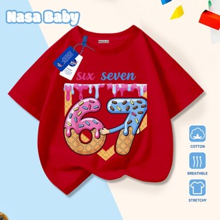 [Hàng có sẵn Giao ngay] Áo thun in số 67 NASA cho trẻ em, cotton thoáng khí, tay ngắn