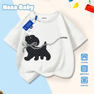 Áo thun in hình Polka Dot Puppy cotton cho trẻ em, tay ngắn, thoáng khí, giao hàng ngay