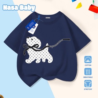 Áo thun in hình Polka Dot Puppy cotton cho trẻ em, tay ngắn, thoáng khí, giao hàng ngay