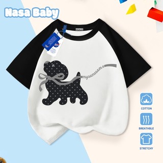 Áo thun in hình Polka Dot Puppy cotton cho trẻ em, tay ngắn, thoáng khí, giao hàng ngay