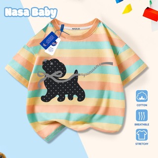 Áo thun in hình Polka Dot Puppy cotton cho trẻ em, tay ngắn, thoáng khí, giao hàng ngay