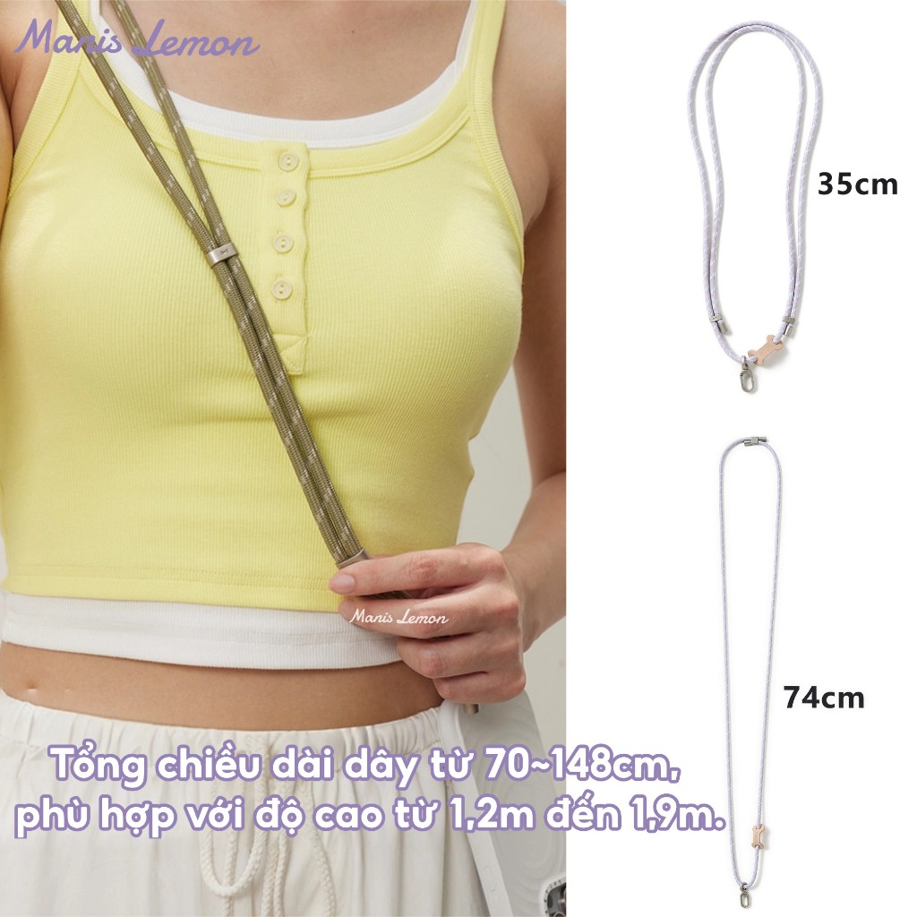 Manis Lemon Dây Đeo treo Điện Thoại Điều Chỉnh độ dài 40-80cm Dày 6mm Dây Cổ Đeo Chéo Điện Thoại Kèm Tag Chống Rơi thích hợp với mọi ốp