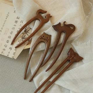 Kẹp tóc gỗ đàn hương hình chữ u dễ thương Kẹp tóc lười