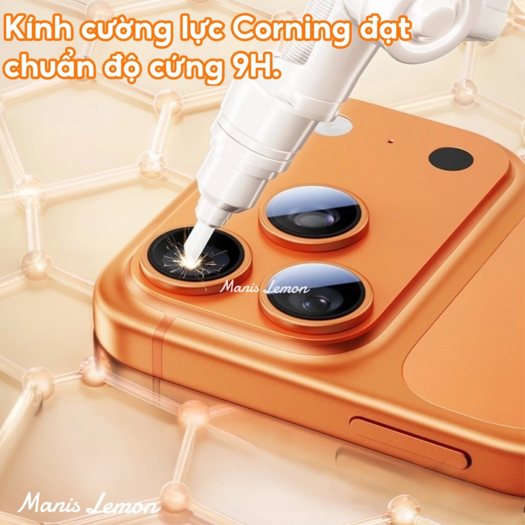 Manis Lemon Bộ Miếng Dán Vòng Bảo Vệ Camera Kim Loại Chống Xước Chống Lóa cho iPhone 17 16 15 14 13 Pro Max Plus