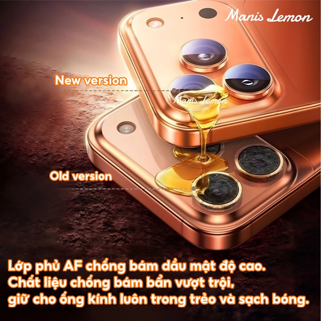 Manis Lemon Bộ Miếng Dán Vòng Bảo Vệ Camera Kim Loại Chống Xước Chống Lóa cho iPhone 17 16 15 14 13 Pro Max Plus