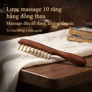 Lược Massage Đầu Tay Cầm Bằng Gỗ, Dụng Cụ Massage Da Đầu Thư Giãn, Giảm Căng Thẳng Mệt Mỏi, Chăm Sóc Sức Khỏe Tại Nhà