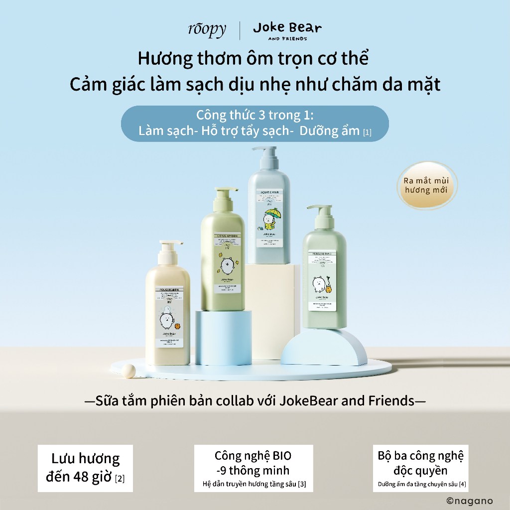 [Roopy×Joke Bear] Sữa tắm dưỡng ẩm – Hương thơm lưu giữ lâu, chứa Amino Acid, làm sạch dịu nhẹ, Bộ quà tặng sữa tắm/ tắm dưỡng thơm360ml
