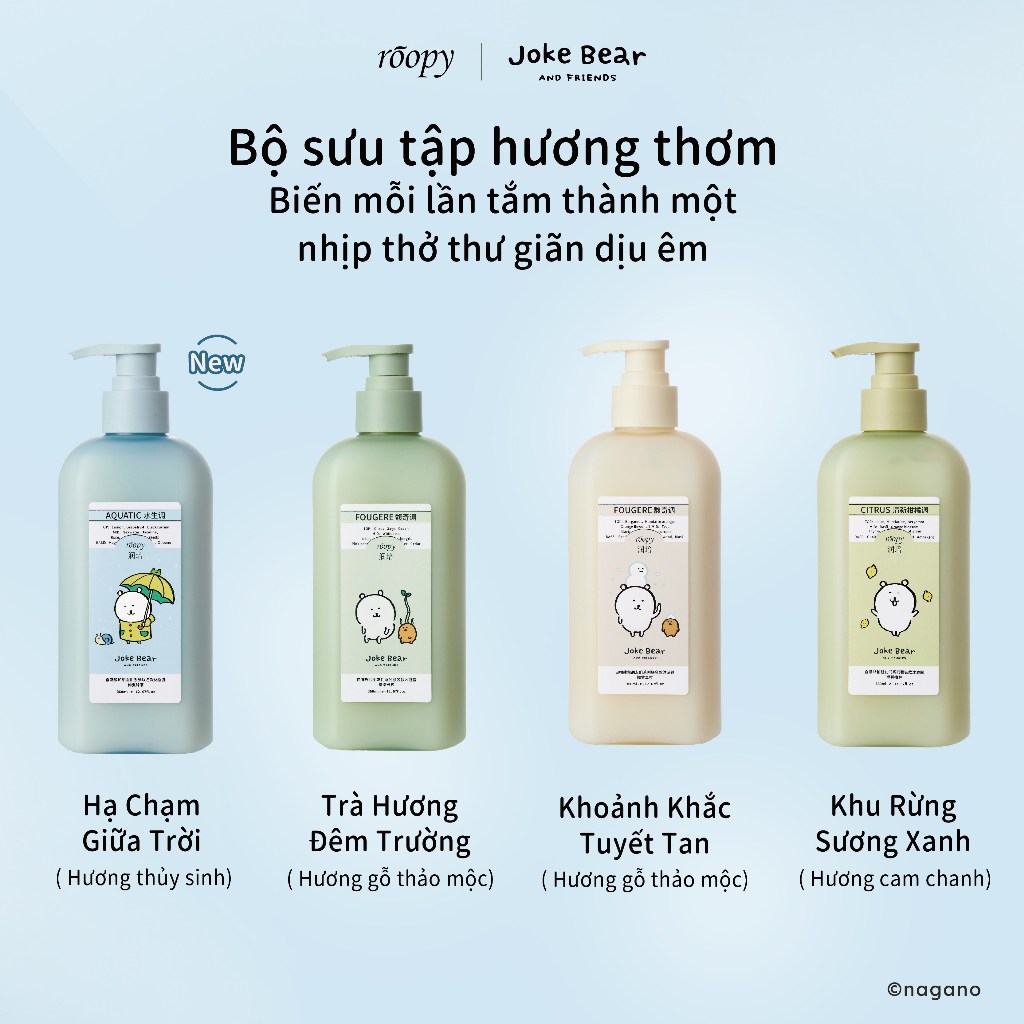 [Roopy×Joke Bear] Sữa tắm dưỡng ẩm – Hương thơm lưu giữ lâu, chứa Amino Acid, làm sạch dịu nhẹ, Bộ quà tặng sữa tắm/ tắm dưỡng thơm360ml