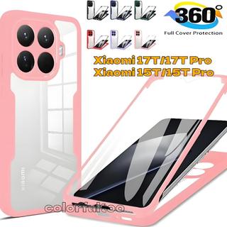 Xiaomi 17T Pro 360° Ốp điện thoại bảo vệ hai mặt toàn thân cho Xiaomi 17T 15T Pro 15tpro Mi17tpro 5G Vỏ chống sốc trong suốt Vỏ mềm silicon siêu mỏng