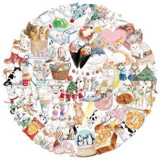 Bộ 50 Chữa Bệnh Mèo Trong Suốt PET Dán Graffiti Đồ Chơi Trẻ Em DIY Nhật Ký Laptop Ván Trượt Miếng Dán