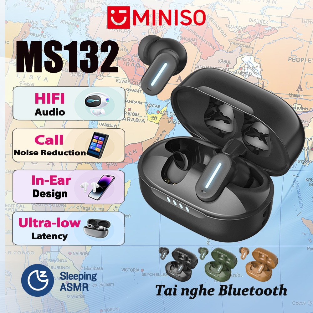 MINISO MS132 Mới HIFI Tai nghe Bluetooth V6.0 Thiết kế thân ngắn Tai nghe chơi game không dây Độ trễ thấp