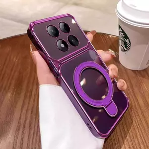 Ốp Lưng Cho POCO M8 M8 Pro 5G Ốp Điện Thoại Trong Suốt Mạ Điện Cửa Sổ Lớn Mới Với Thiết Kế Giá Đỡ Điện Thoại Rỗng Kim Loại Thẩm Mỹ