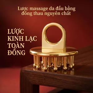 Lược Massage Đầu Bằng Đồng Thau, Dụng Cụ Bấm Huyệt Da Đầu, Hỗ Trợ Lưu Thông Khí Huyết, Chăm Sóc Tóc Khỏe Tại Nhà, Dụng Cụ Làm Đẹp Đa Năng