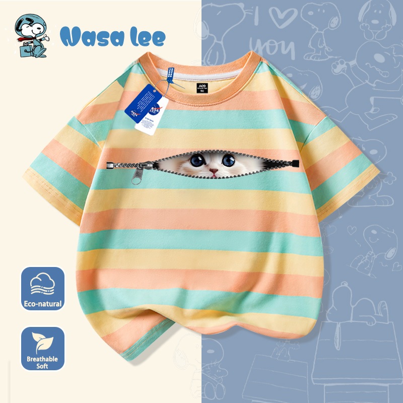 NASA Pure Cotton Tay Ngắn 2026 Phong Cách Mới Trẻ Em Tay Ngắn Mềm Mại Thoải Mái Thời Trang Dễ Thương