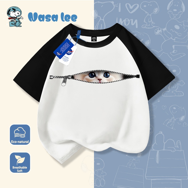 NASA Pure Cotton Tay Ngắn 2026 Phong Cách Mới Trẻ Em Tay Ngắn Mềm Mại Thoải Mái Thời Trang Dễ Thương