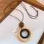 Boho Handmade Mặt Dây Chuyền Bằng Gỗ Dây Chuyền Dài, Các Loại Cutout & Sao Biển Trái Tim Gỗ Quyến Rũ Nâu Dây Sáp Áo Len Dây Xích Nữ