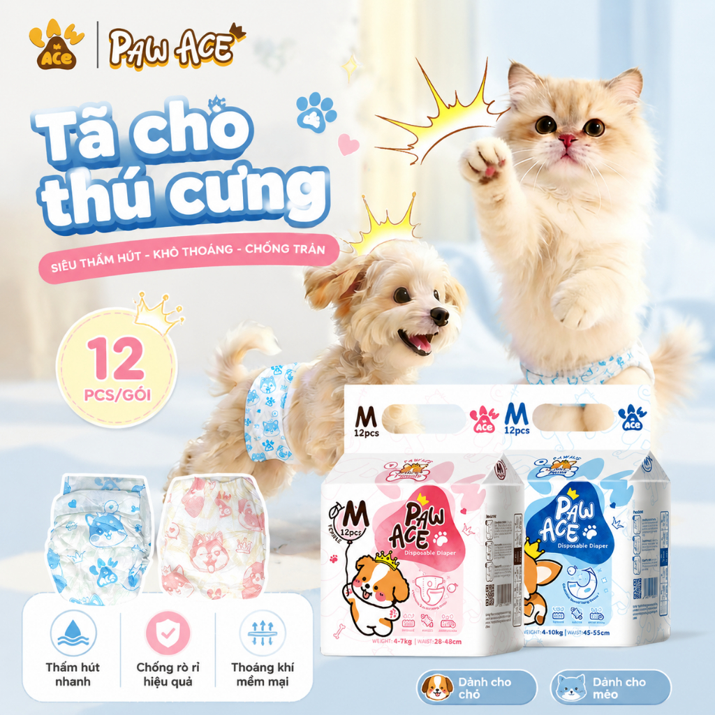 [3 gói]Tã vệ sinh thú cưng, chống rò rỉ và thấm hút，Tã dùng một lần chất lượng cao cho mèo và chó