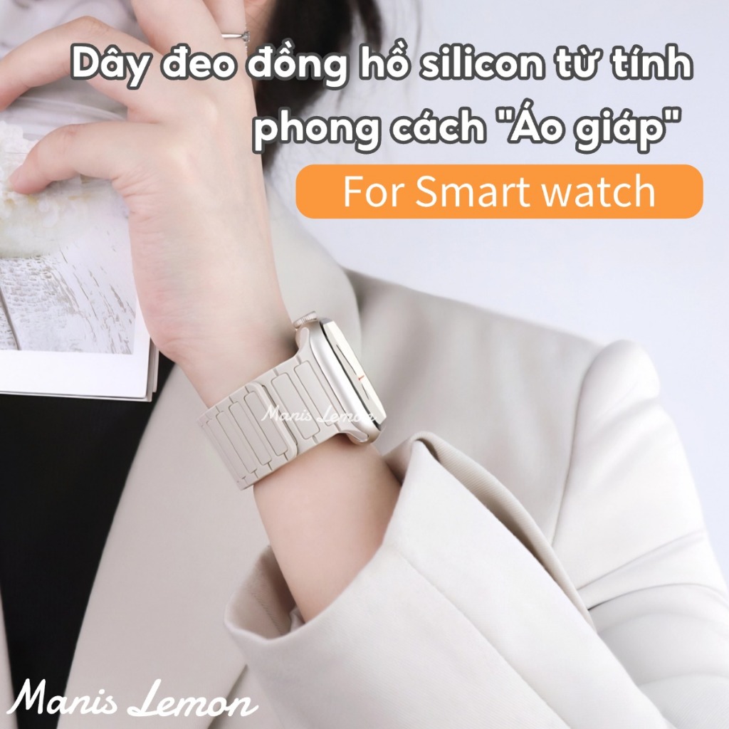 Manis Lemon Dây đeo đồng hồ từ tính Silicone mềm cho Apple Watch Series 11 10 9 8 3 5 4 SE 2 Ultra 49 46 45 44 40 41 38 42 mm