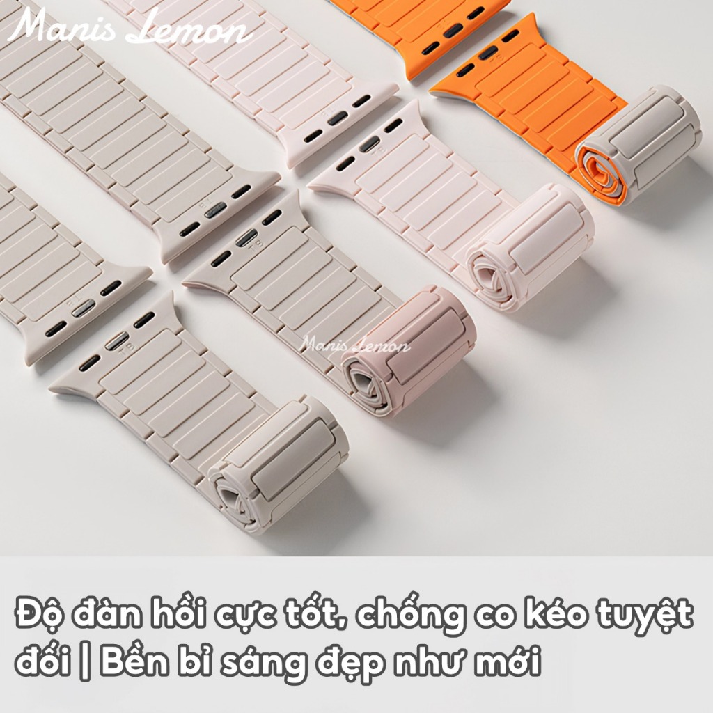 Manis Lemon Dây đeo đồng hồ từ tính Silicone mềm cho Apple Watch Series 11 10 9 8 3 5 4 SE 2 Ultra 49 46 45 44 40 41 38 42 mm