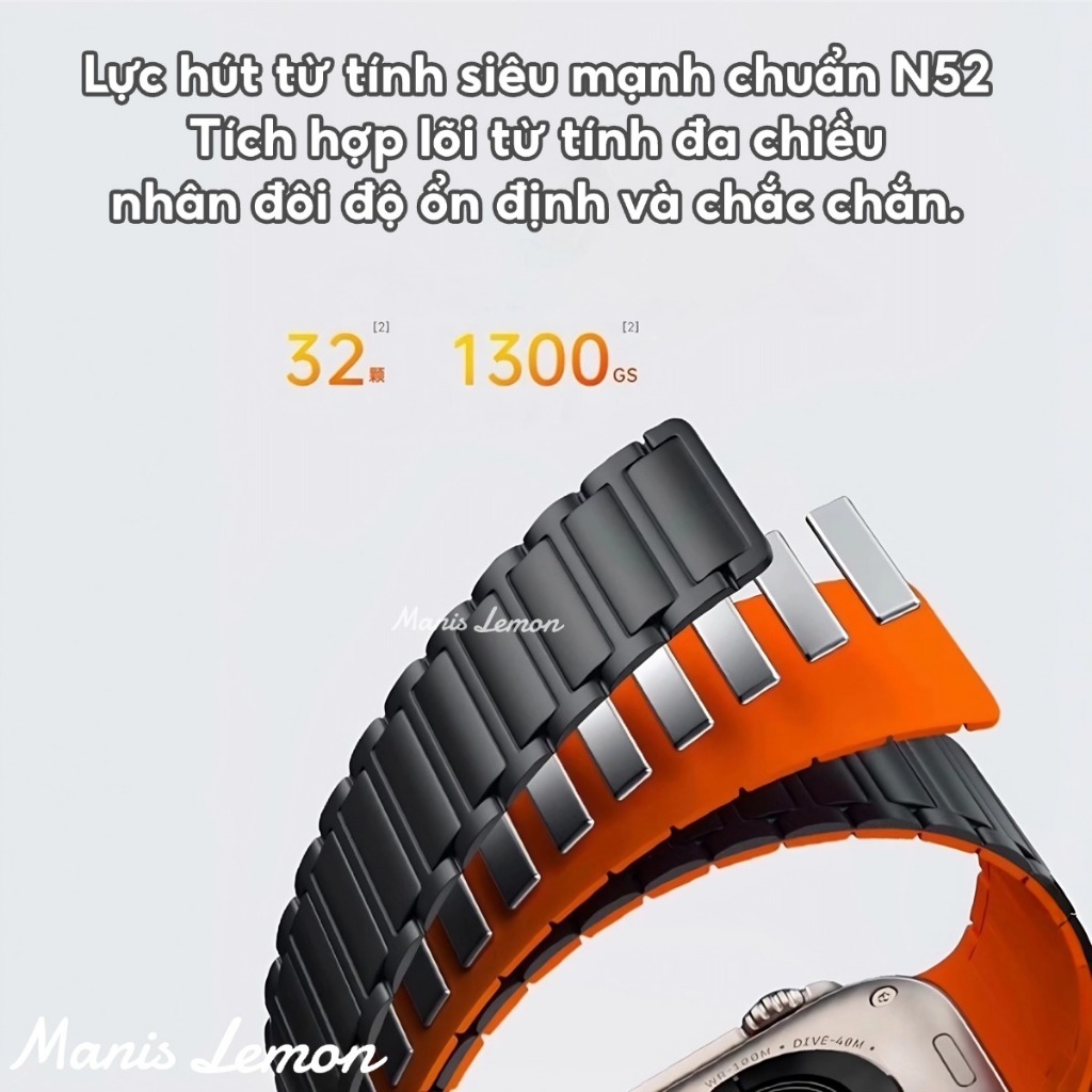 Manis Lemon Dây đeo đồng hồ từ tính Silicone mềm cho Apple Watch Series 11 10 9 8 3 5 4 SE 2 Ultra 49 46 45 44 40 41 38 42 mm