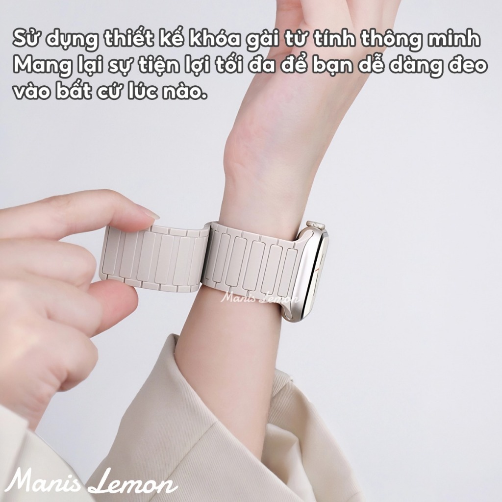 Manis Lemon Dây đeo đồng hồ từ tính Silicone mềm cho Apple Watch Series 11 10 9 8 3 5 4 SE 2 Ultra 49 46 45 44 40 41 38 42 mm