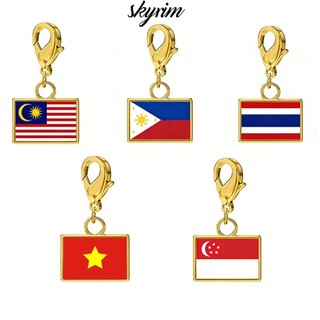 SKYRIM Hợp Thời Trang Chiều Rộng 10 Mm Quốc Gia Châu Á Cờ Quyến Rũ Mặt Dây Chuyền Thép Không Gỉ Cho DIY Làm Bagchain Móc Khóa