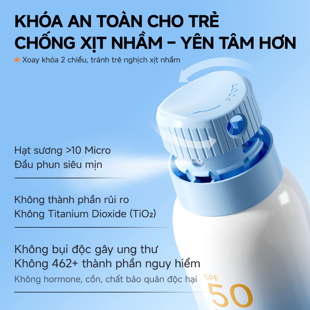 Hi!papa Xịt Chống Nắng Trẻ Em SPF50+ PA++++ Không Cồn Chống nước, Bảo vệ vượt trội, Cho bé thoả sức vui chơi