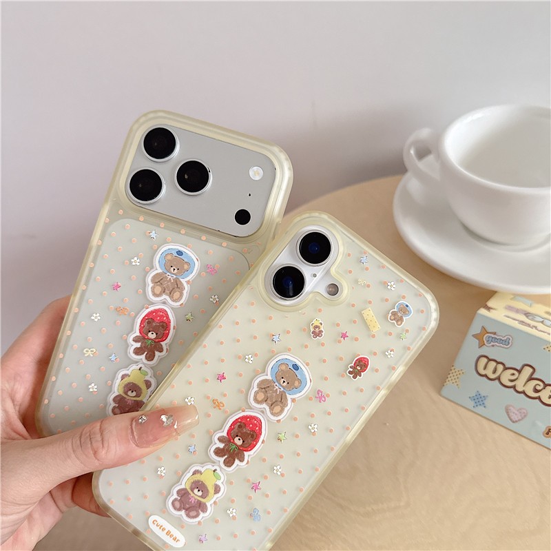 Ốp điện thoại iPhone 17 Pro max Fruit Bear họa tiết TPU materia IMD