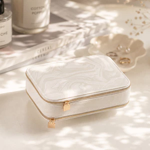 CASEGRACE Dây Kéo Đôi Hai Mặt Hộp Trang Sức Da PU Di Động Du Lịch Tổ Chức Với Ngăn Khác Nhau Cho Dây Chuyền Nhẫn Bông Tai Hộp Quà Tặng