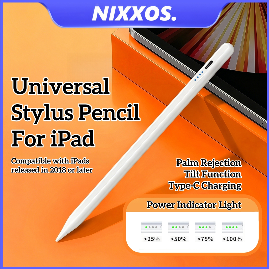 NIXXOS Dành Cho iPad Bút Stylus Nâng Cấp Có Lòng Bàn Tay Từ Chối Cho iPad A16 11 / 10th (11 ") / Air M2 / M3 / M4 / Air4 / 5 / Pro 11" / Pro 13 "/ iPad 9th 8th 7th 6th (10.2") / Mini A17 Pro 6th 5th