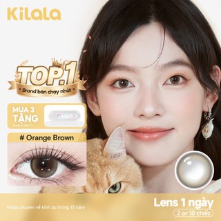 Kính áp tròng Kilala lens 1 ngày màu lam Orange Brown DIA 14.2mm có độ (0-7) 10 chiếc 2 chiếc