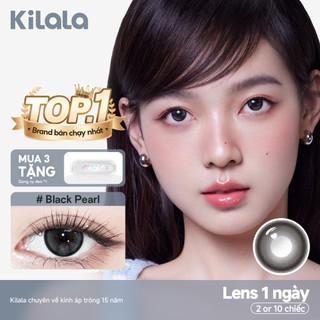 Kính áp tròng Kilala màu đen Black Pearl  lens cận 1 ngày DIA 14.2mm có độ (0-8) 2 chiếc & 10 chiếc